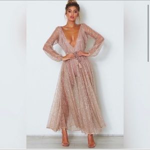 White Fox Boutique rose gold maxi dress